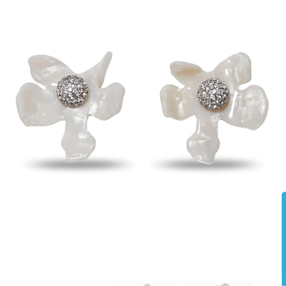 Lele Sadoughi Mother of Pearl Crystal Lily Button Earrings